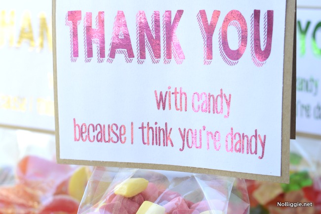 Free printable candy thank you note | NoBiggie