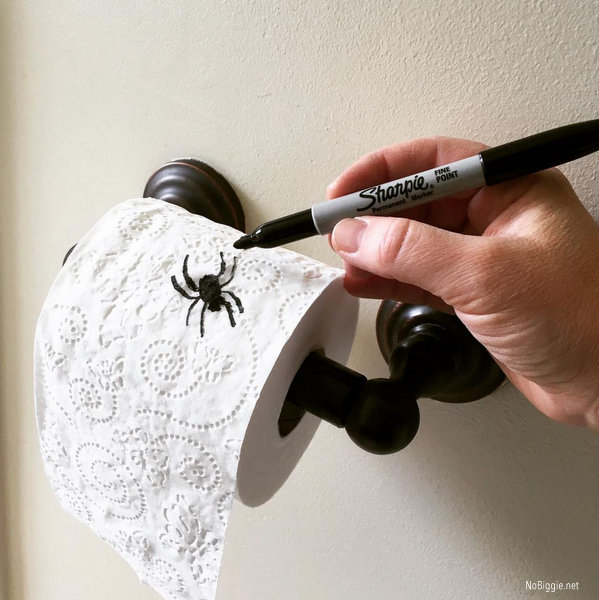 sharpie spider Halloween prank | 25+ Halloween party decor ideas
