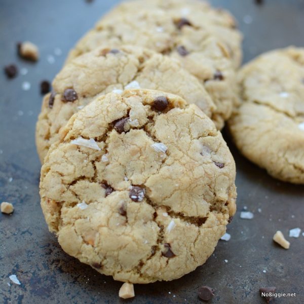 Browned Butter Salted Caramel Toffee Chocolate Chip Cookies | NoBiggie