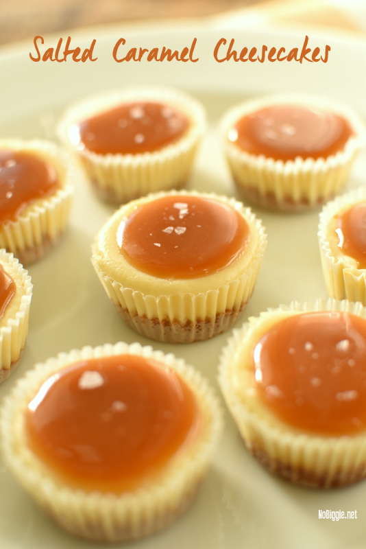 Salted Caramel Mini Cheesecakes | 25+ Desserts to feed a crowd